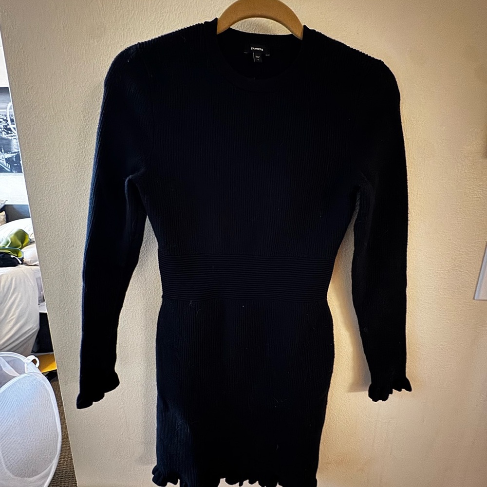 Express- Elegant Black Sweater Dress